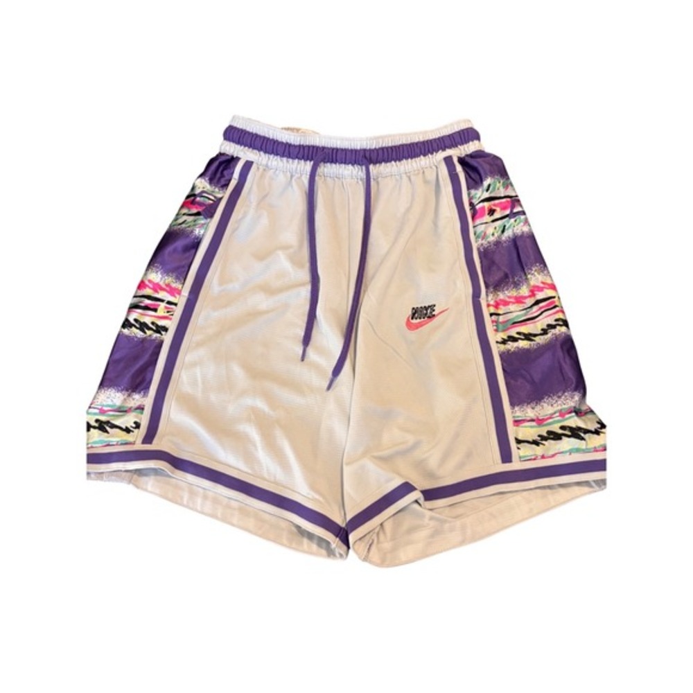 Nike Dri Fit Mens White Purple Abstract Print Basketball Shorts Size  S